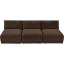 Meridian Shaggy Brown Corduroy Performance Fabric Modular Sofa IMAGE 6
