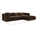  Manufacturer Color_Brown -- Shaggy 114" Brown Corduroy Performance Fabric Upholstered 3 pc Modular Sectional IMAGE 12