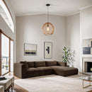  Manufacturer Color_Brown -- Shaggy 114" Brown Corduroy Performance Fabric Upholstered 3 pc Modular Sectional IMAGE 2