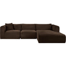  Manufacturer Color_Brown -- Shaggy 114" Brown Corduroy Performance Fabric Upholstered 3 pc Modular Sectional IMAGE 3