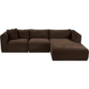  Manufacturer Color_Brown -- Shaggy 114" Brown Corduroy Performance Fabric Upholstered 3 pc Modular Sectional IMAGE 6