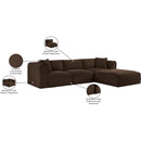  Manufacturer Color_Brown -- Shaggy 109" Brown Corduroy Performance Fabric Upholstered 4 pc Modular Sectional IMAGE 13