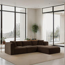  Manufacturer Color_Brown -- Shaggy 109" Brown Corduroy Performance Fabric Upholstered 4 pc Modular Sectional IMAGE 2