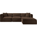  Manufacturer Color_Brown -- Shaggy 109" Brown Corduroy Performance Fabric Upholstered 4 pc Modular Sectional IMAGE 3