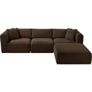  Manufacturer Color_Brown -- Shaggy 109" Brown Corduroy Performance Fabric Upholstered 4 pc Modular Sectional IMAGE 6