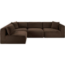  Manufacturer Color_Brown -- Shaggy 109" Brown Corduroy Performance Fabric Upholstered 4 pc Modular Sectional IMAGE 3