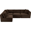  Manufacturer Color_Brown -- Shaggy 109" Brown Corduroy Performance Fabric Upholstered 4 pc Modular Sectional IMAGE 6