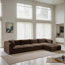  Manufacturer Color_Brown -- Shaggy 145" Brown Corduroy Performance Fabric Upholstered 4 pc Modular Sectional IMAGE 2