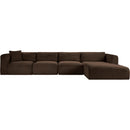  Manufacturer Color_Brown -- Shaggy 145" Brown Corduroy Performance Fabric Upholstered 4 pc Modular Sectional IMAGE 3