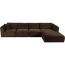  Manufacturer Color_Brown -- Shaggy 145" Brown Corduroy Performance Fabric Upholstered 4 pc Modular Sectional IMAGE 6