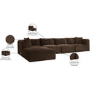  Manufacturer Color_Brown -- Shaggy 140" Brown Corduroy Performance Fabric Upholstered 5 pc Modular Sectional IMAGE 13