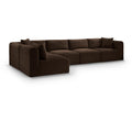  Manufacturer Color_Brown -- Shaggy 140" Brown Corduroy Performance Fabric Upholstered 5 pc Modular Sectional IMAGE 1