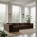  Manufacturer Color_Brown -- Shaggy 140" Brown Corduroy Performance Fabric Upholstered 5 pc Modular Sectional IMAGE 2