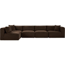  Manufacturer Color_Brown -- Shaggy 140" Brown Corduroy Performance Fabric Upholstered 5 pc Modular Sectional IMAGE 3