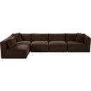  Manufacturer Color_Brown -- Shaggy 140" Brown Corduroy Performance Fabric Upholstered 5 pc Modular Sectional IMAGE 6