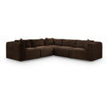  Manufacturer Color_Brown -- Shaggy 109" Brown Corduroy Performance Fabric Upholstered 5 pc Modular Sectional IMAGE 1
