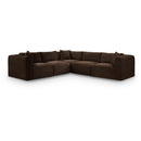  Manufacturer Color_Brown -- Shaggy 109" Brown Corduroy Performance Fabric Upholstered 5 pc Modular Sectional IMAGE 1