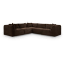 Meridian Shaggy Brown Corduroy Performance Fabric Modular Sectional IMAGE 1