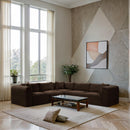  Manufacturer Color_Brown -- Shaggy 109" Brown Corduroy Performance Fabric Upholstered 5 pc Modular Sectional IMAGE 2