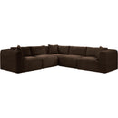  Manufacturer Color_Brown -- Shaggy 109" Brown Corduroy Performance Fabric Upholstered 5 pc Modular Sectional IMAGE 3
