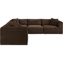  Manufacturer Color_Brown -- Shaggy 109" Brown Corduroy Performance Fabric Upholstered 5 pc Modular Sectional IMAGE 4
