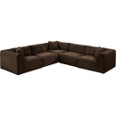  Manufacturer Color_Brown -- Shaggy 109" Brown Corduroy Performance Fabric Upholstered 5 pc Modular Sectional IMAGE 6