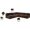  Manufacturer Color_Brown -- Shaggy 101" Brown Corduroy Performance Fabric Upholstered 5 pc Modular Sectional IMAGE 10