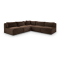  Manufacturer Color_Brown -- Shaggy 101" Brown Corduroy Performance Fabric Upholstered 5 pc Modular Sectional IMAGE 1