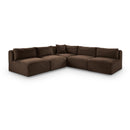  Manufacturer Color_Brown -- Shaggy 101" Brown Corduroy Performance Fabric Upholstered 5 pc Modular Sectional IMAGE 1