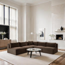 Meridian Shaggy Brown Corduroy Performance Fabric Modular Sectional IMAGE 2