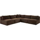  Manufacturer Color_Brown -- Shaggy 101" Brown Corduroy Performance Fabric Upholstered 5 pc Modular Sectional IMAGE 3