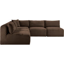  Manufacturer Color_Brown -- Shaggy 101" Brown Corduroy Performance Fabric Upholstered 5 pc Modular Sectional IMAGE 4