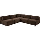  Manufacturer Color_Brown -- Shaggy 101" Brown Corduroy Performance Fabric Upholstered 5 pc Modular Sectional IMAGE 6