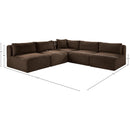  Manufacturer Color_Brown -- Shaggy 101" Brown Corduroy Performance Fabric Upholstered 5 pc Modular Sectional IMAGE 9