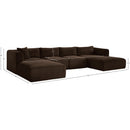  Manufacturer Color_Brown -- Shaggy 145" Brown Corduroy Performance Fabric Upholstered 5 pc Modular Sectional IMAGE 12