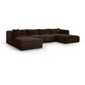  Manufacturer Color_Brown -- Shaggy 145" Brown Corduroy Performance Fabric Upholstered 5 pc Modular Sectional IMAGE 1