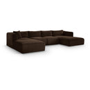 Meridian Shaggy Brown Corduroy Performance Fabric Modular Sectional IMAGE 1