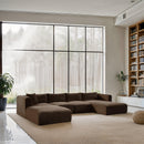  Manufacturer Color_Brown -- Shaggy 145" Brown Corduroy Performance Fabric Upholstered 5 pc Modular Sectional IMAGE 2