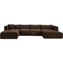  Manufacturer Color_Brown -- Shaggy 145" Brown Corduroy Performance Fabric Upholstered 5 pc Modular Sectional IMAGE 3