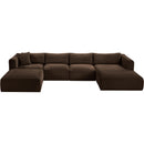  Manufacturer Color_Brown -- Shaggy 145" Brown Corduroy Performance Fabric Upholstered 5 pc Modular Sectional IMAGE 6