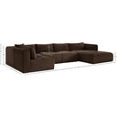  Manufacturer Color_Brown -- Shaggy 145" Brown Corduroy Performance Fabric Upholstered 5 pc Modular Sectional IMAGE 12