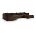  Manufacturer Color_Brown -- Shaggy 145" Brown Corduroy Performance Fabric Upholstered 5 pc Modular Sectional IMAGE 1