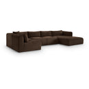 Meridian Shaggy Brown Corduroy Performance Fabric Modular Sectional IMAGE 1