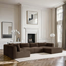  Manufacturer Color_Brown -- Shaggy 145" Brown Corduroy Performance Fabric Upholstered 5 pc Modular Sectional IMAGE 2