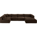  Manufacturer Color_Brown -- Shaggy 145" Brown Corduroy Performance Fabric Upholstered 5 pc Modular Sectional IMAGE 6