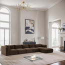  Manufacturer Color_Brown -- Shaggy 176" Brown Corduroy Performance Fabric Upholstered 5 pc Modular Sectional IMAGE 2