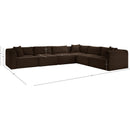  Manufacturer Color_Brown -- Shaggy 140" Brown Corduroy Performance Fabric Upholstered 6 pc Modular Sectional IMAGE 12