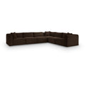  Manufacturer Color_Brown -- Shaggy 140" Brown Corduroy Performance Fabric Upholstered 6 pc Modular Sectional IMAGE 1