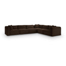  Manufacturer Color_Brown -- Shaggy 140" Brown Corduroy Performance Fabric Upholstered 6 pc Modular Sectional IMAGE 1