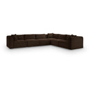 Meridian Shaggy Brown Corduroy Performance Fabric Modular Sectional IMAGE 1